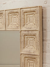 Load image into Gallery viewer, Relief White Textured Framed Mirror with Geometric Tile Border
