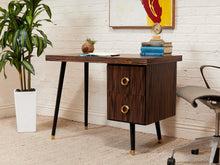 Load image into Gallery viewer, Madagascar 1950s Vintage Single Pedestal Double Drawer Desk

