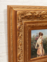 Load image into Gallery viewer, Garden Reverie Framed Romantic Portrait Painting in Ornate Gilt Frame
