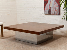 Load image into Gallery viewer, Walnut Burlwood 1970’s Chrome Base Table
