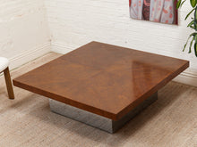 Load image into Gallery viewer, Walnut Burlwood 1970’s Chrome Base Table
