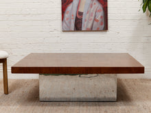 Load image into Gallery viewer, Walnut Burlwood 1970’s Chrome Base Table
