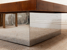 Load image into Gallery viewer, Walnut Burlwood 1970’s Chrome Base Table
