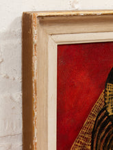 Load image into Gallery viewer, Veiled Muse Framed Figurative Portrait Painting with Red and Teal Accents
