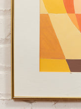 Load image into Gallery viewer, Mod Century Lamp Still Life Framed Geometric Interior litho in Warm Tones

