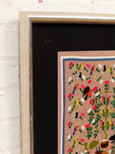 Load image into Gallery viewer, Garden Tapestry Framed Folk Art Textile with Animals and Floral Motif
