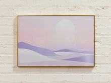 Load image into Gallery viewer, Lilac Horizon Minimal Landscape Artwork with Soft Sun and Lavender Waves
