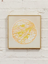 Load image into Gallery viewer, Golden Orbit Framed Circular Abstract Artwork in Yellow and Orange
