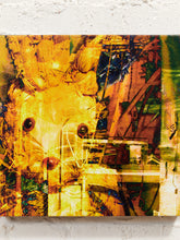 Load image into Gallery viewer, Golden Current Abstract Mixed Media Artwork in Amber and Black

