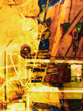 Load image into Gallery viewer, Golden Current Abstract Mixed Media Artwork in Amber and Black
