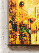Load image into Gallery viewer, Golden Current Abstract Mixed Media Artwork in Amber and Black
