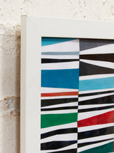 Load image into Gallery viewer, Rhythm Grid Framed Geometric Abstract Artwork with Black White and Color Bands

