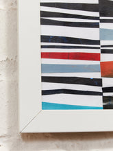 Load image into Gallery viewer, Rhythm Grid Framed Geometric Abstract Artwork with Black White and Color Bands
