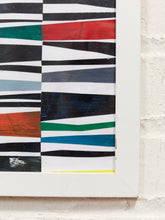 Load image into Gallery viewer, Rhythm Grid Framed Geometric Abstract Artwork with Black White and Color Bands
