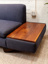 Load image into Gallery viewer, Blue Low Profile Sectional with Wood Panels
