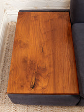 Load image into Gallery viewer, Blue Low Profile Sectional with Wood Panels

