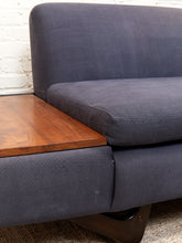 Load image into Gallery viewer, Blue Low Profile Sectional with Wood Panels
