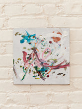 Load image into Gallery viewer, Confetti Gesture Small Abstract Painting with Pink Blue and White Brushwork
