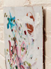 Load image into Gallery viewer, Confetti Gesture Small Abstract Painting with Pink Blue and White Brushwork
