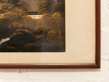 Load image into Gallery viewer, Japanese Seaside Painting on Silk Pagoda Temple
