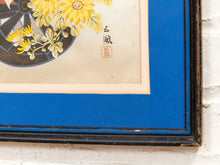 Load image into Gallery viewer, Floral Cart Framed Japanese Style Botanical Artwork with Blue Mat
