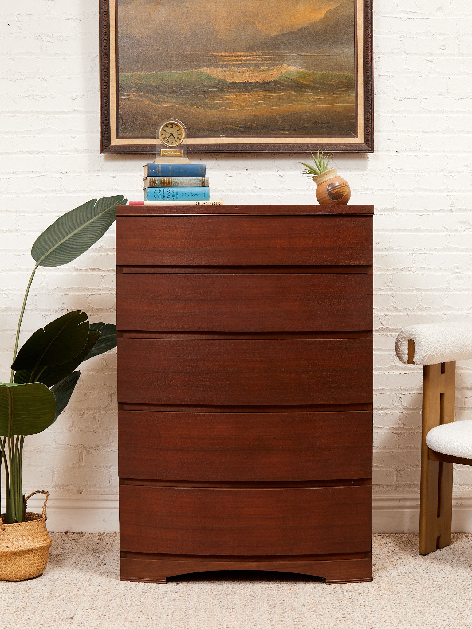 Five Drawer Bowed Front Art Deco Dresser Highboy – Sunbeam Vintage