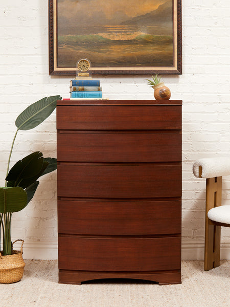 Five Drawer Bowed Front Art Deco Dresser Highboy – Sunbeam Vintage