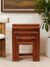 Load image into Gallery viewer, Mid-Century Chinese Lacquered Teakwood Ming Style Nesting Tables
