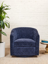 Load image into Gallery viewer, Blue Chenille Swivel Chair

