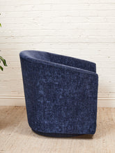 Load image into Gallery viewer, Blue Chenille Swivel Chair

