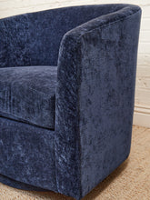 Load image into Gallery viewer, Blue Chenille Swivel Chair
