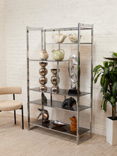 Load image into Gallery viewer, 1970s smoked glass mid-century Etagere Shelf Room Divider

