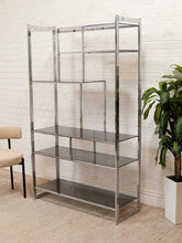 Load image into Gallery viewer, 1970s smoked glass mid-century Etagere Shelf Room Divider
