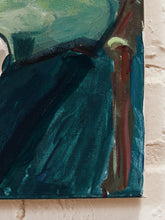 Load image into Gallery viewer, Seated Gentleman Figurative Portrait oil Original Painting in Green Suit and Red Tie
