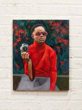 Load image into Gallery viewer, Photographer in Red Contemporary Portrait Painting with Camera Original Painting
