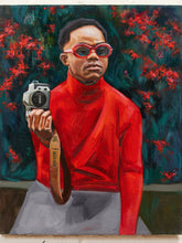 Load image into Gallery viewer, Photographer in Red Contemporary Portrait Painting with Camera Original Painting
