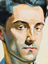 Load image into Gallery viewer, Man in Blue Shirt Figurative Portrait Painting with Loosened Tie
