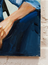 Load image into Gallery viewer, Man in Blue Shirt Figurative Portrait Painting with Loosened Tie
