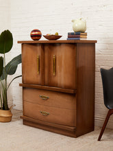 Load image into Gallery viewer, Deco Style Highboy 1950’s Wavy Front Dresser
