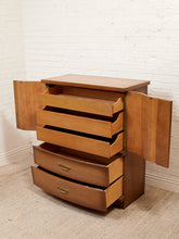 Load image into Gallery viewer, Deco Style Highboy 1950’s Wavy Front Dresser
