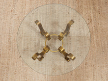 Load image into Gallery viewer, Hollywood Regency Glass Side Table with Brass Scroll Iron Base

