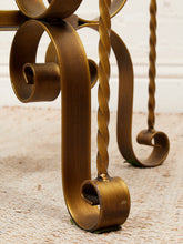 Load image into Gallery viewer, Hollywood Regency Glass Side Table with Brass Scroll Iron Base
