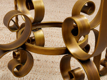 Load image into Gallery viewer, Hollywood Regency Glass Side Table with Brass Scroll Iron Base
