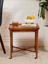 Load image into Gallery viewer, Antique Vintage Square Table on Wheels as found
