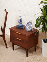 Load image into Gallery viewer, Double Drawer Mid Century Nightstand
