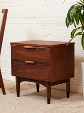 Load image into Gallery viewer, Double Drawer Mid Century Nightstand
