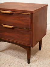 Load image into Gallery viewer, Double Drawer Mid Century Nightstand
