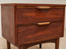 Load image into Gallery viewer, Double Drawer Mid Century Nightstand
