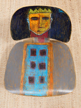 Load image into Gallery viewer, Spencer Collins Hand-Painted Eames Style Molded Plywood Chair with Abstract Portrait
