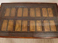 Load image into Gallery viewer, Antique East Asian Wood Door Coffee Table With Brass-Copper Inlay &amp; Wood Base
